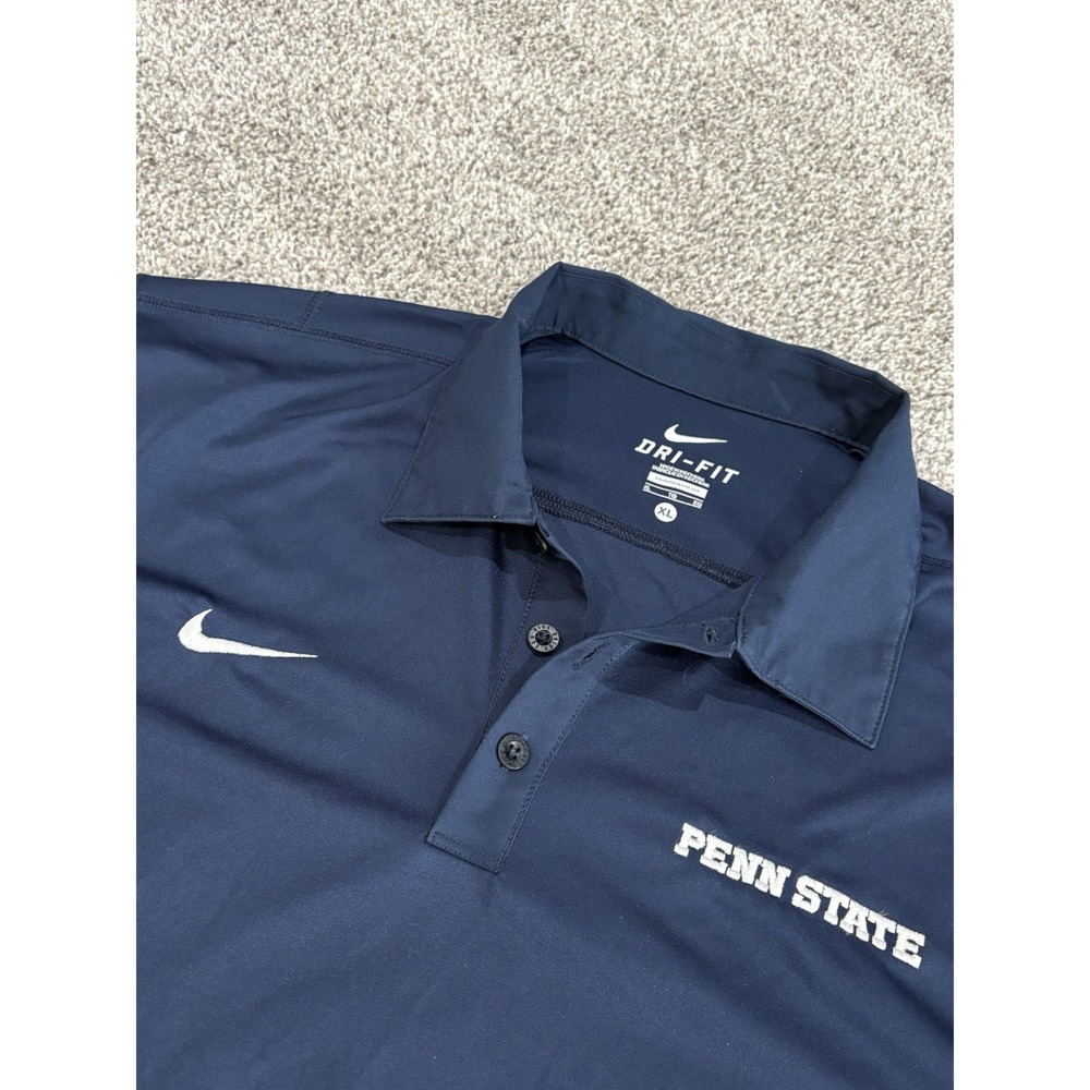 Nike Dri Fit Men's Penn State University Polo Size XL Navy Blue Short Sleeve